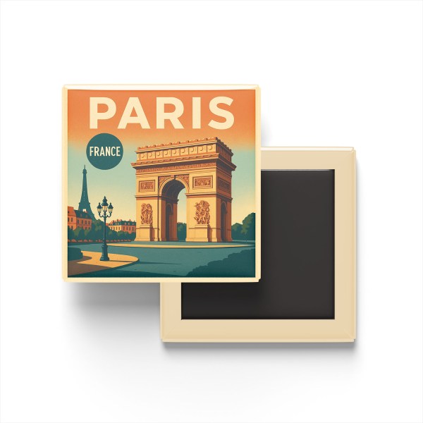 Paris Fransa - Zafer Takı - Buzdolap Magneti Baskılı Kare