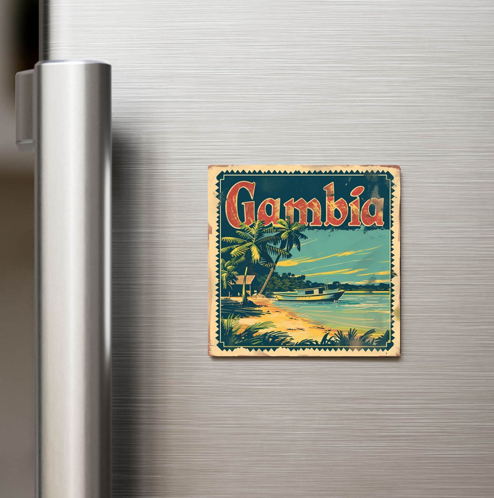 Gambiya Gambia - Posta Pulu Temalı Ülke - Baskılı Buzdolap Magneti Kare