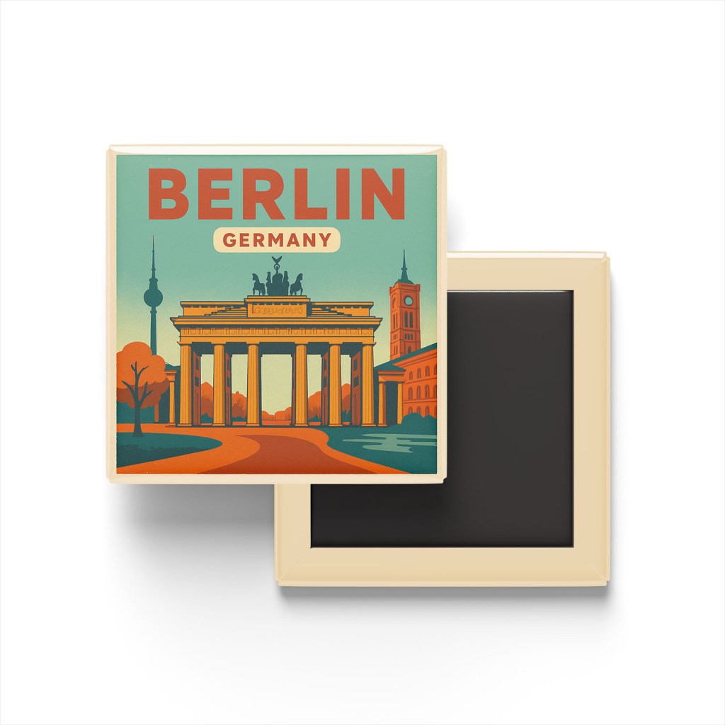 Berlin Almanya - Brandenburg Kapısı - Buzdolap Magneti Baskılı Kare
