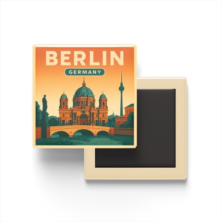 Berlin Almanya - Müze Adası - Buzdolap Magneti Baskılı Kare