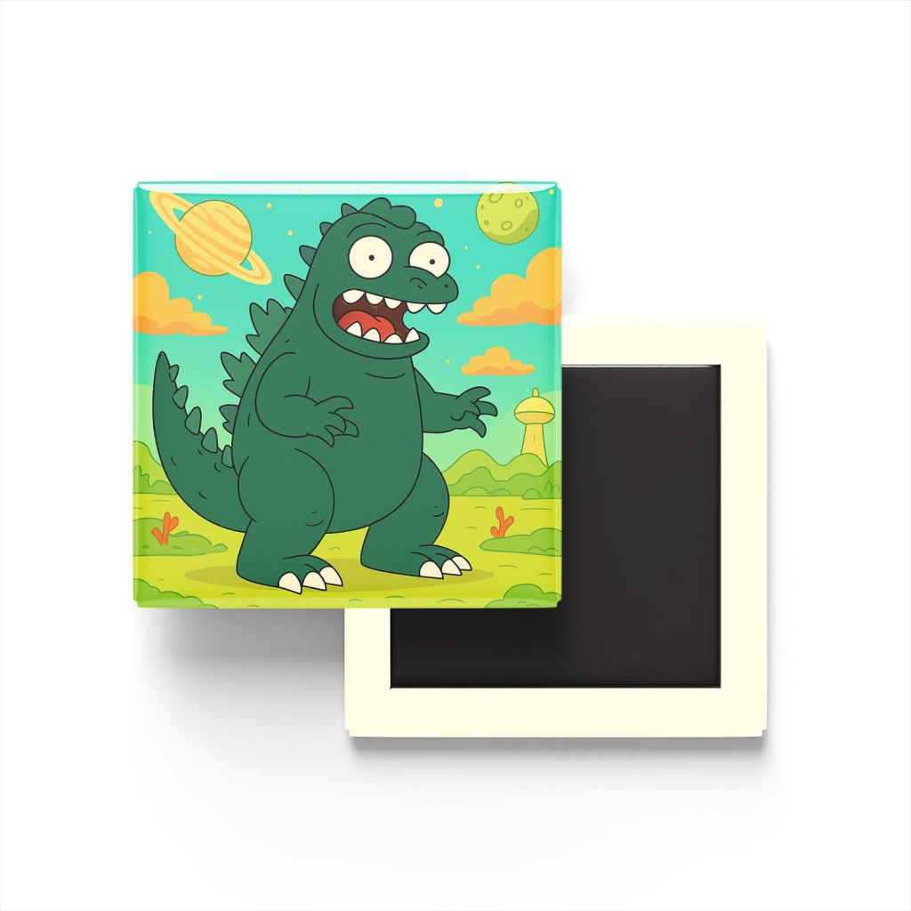 Godzilla Baskılı Kare Buzdolap Magneti
