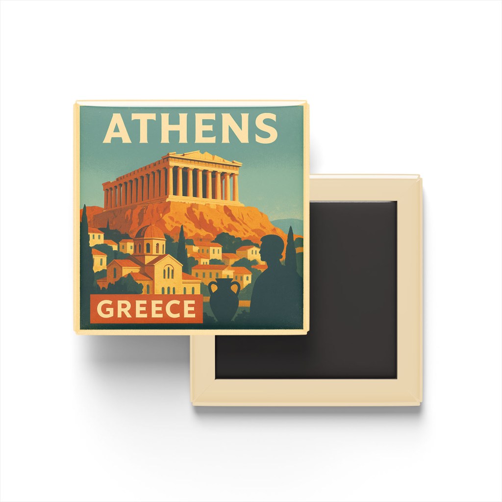 Atina Yunanistan - Parthenon - Buzdolap Magneti Baskılı Kare