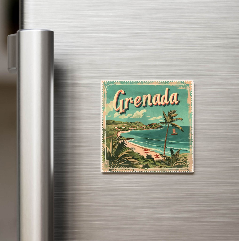 Grenada Grenada - Posta Pulu Temalı Ülke - Baskılı Buzdolap Magneti Kare
