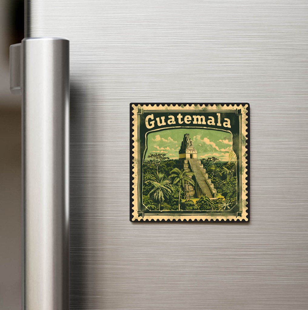 Guatemala Guatemala - Posta Pulu Temalı Ülke - Baskılı Buzdolap Magneti Kare