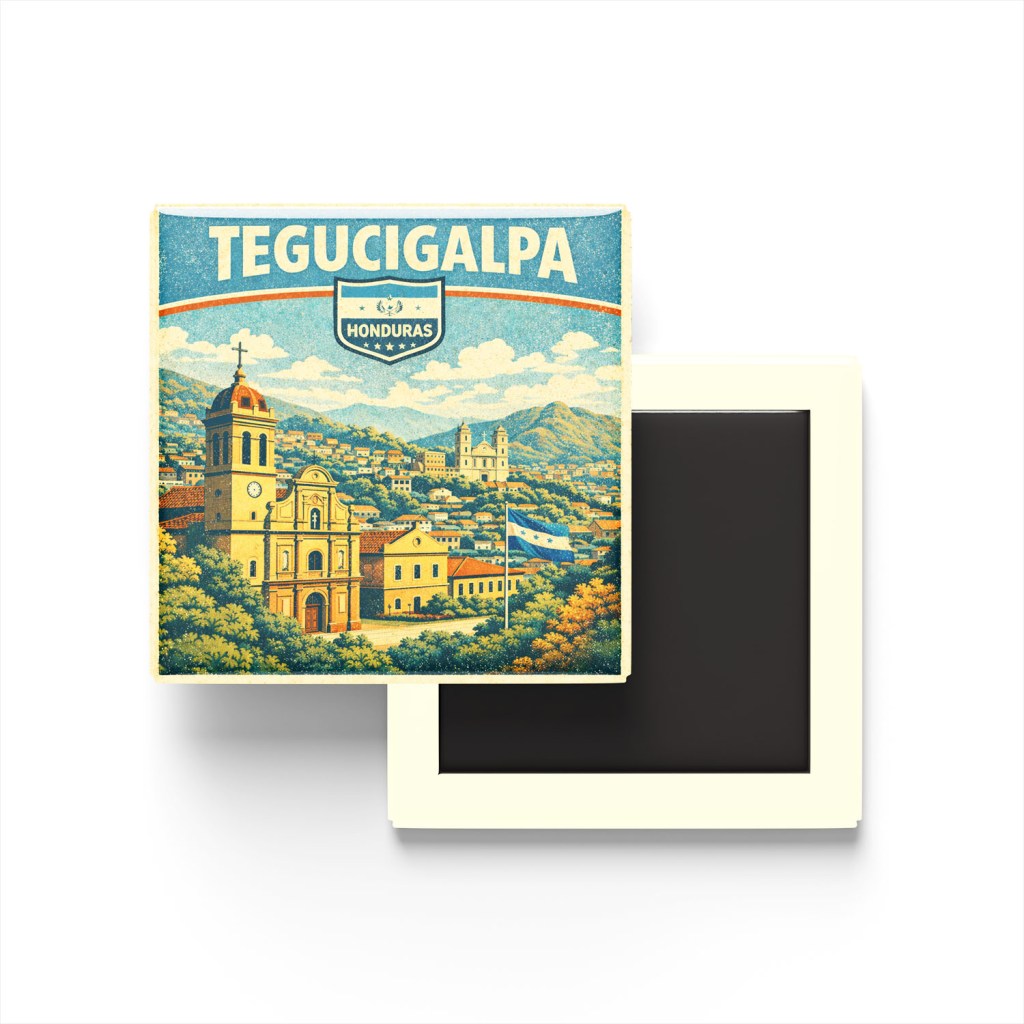 Retro Honduras Tegucigalpa Şehri Temalı Vintage Buzdolap Magneti