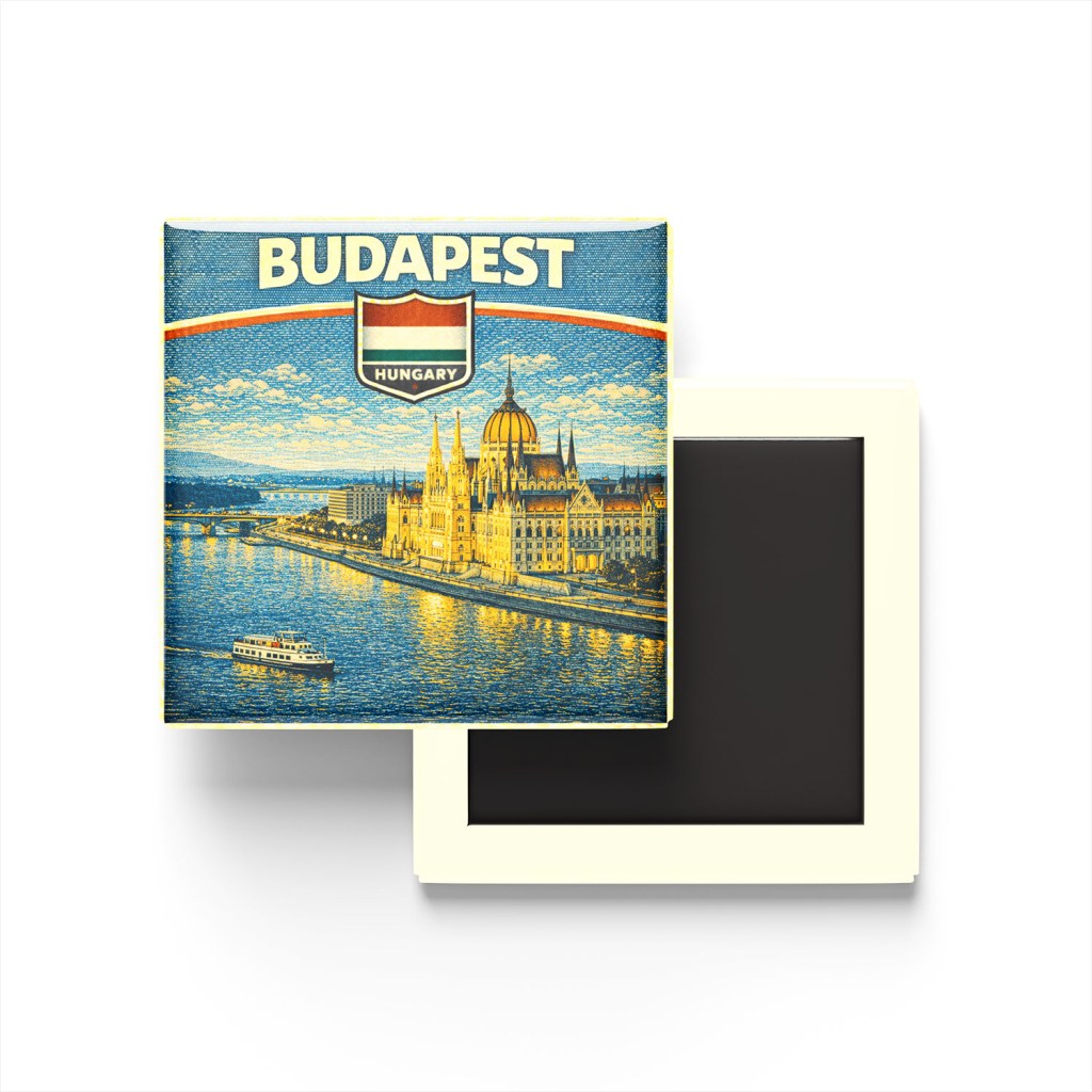 Retro Macaristan Budapeşte Şehri Temalı Vintage Buzdolap Magneti
