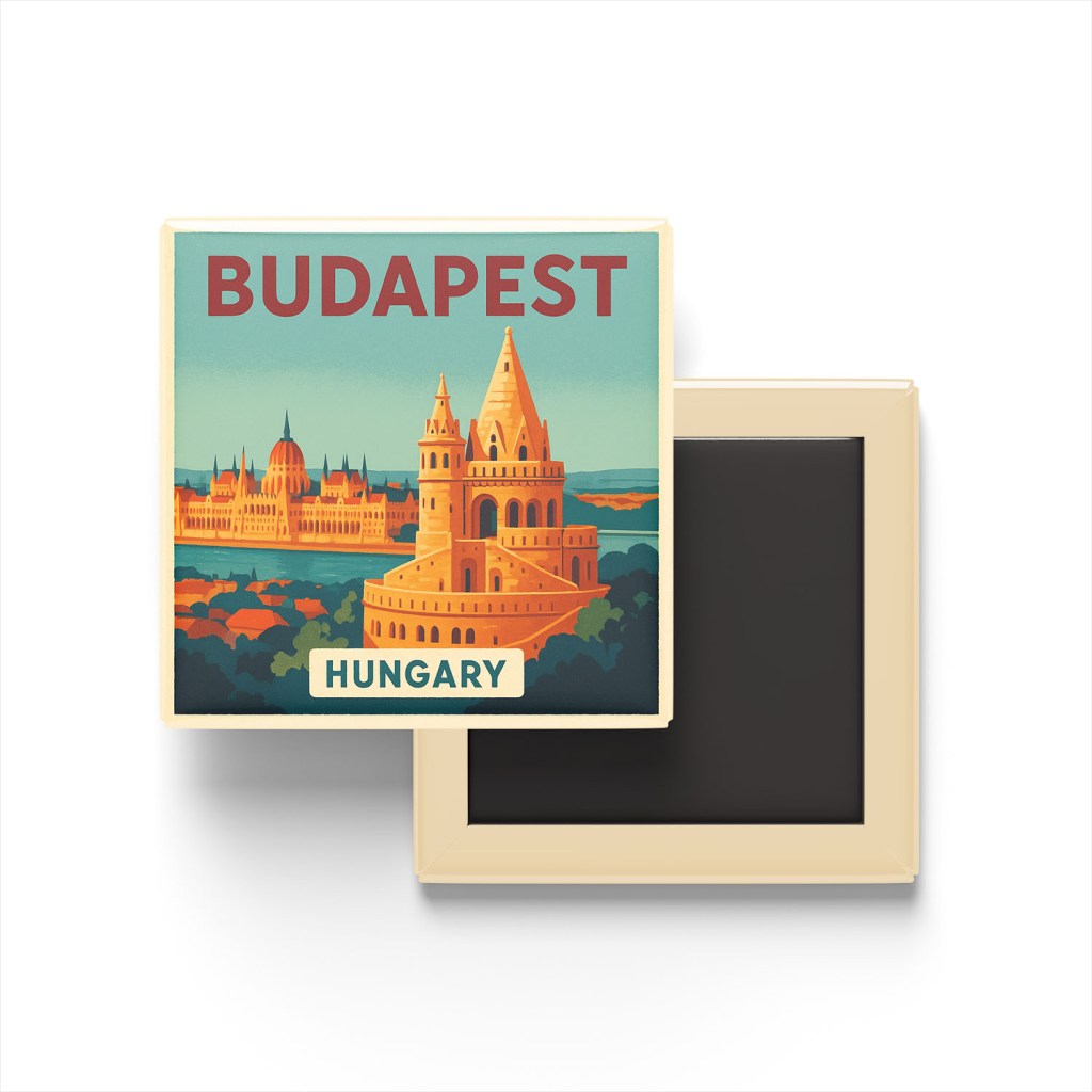 Budapeşte Macaristan - Balıkçı Burcu - Buzdolap Magneti Baskılı Kare