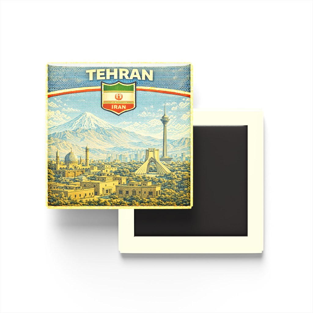Retro İran Tahran Şehri Temalı Vintage Buzdolap Magneti
