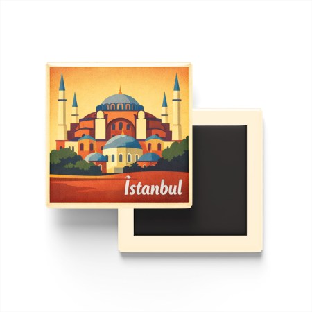 İstanbul - Ayasofya - Baskılı Buzdolap Magneti Kare