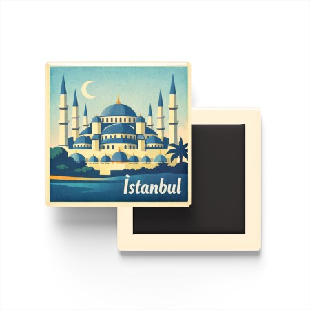 İstanbul - Sultanahmet Camii - Baskılı Buzdolap Magneti Kare