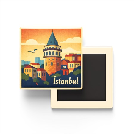 İstanbul - Galata Kulesi - Baskılı Buzdolap Magneti Kare