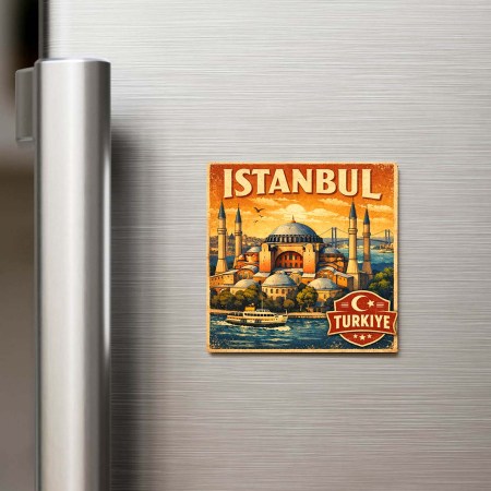 İstanbul Şehri (Türk Bayraklı) - Pop-Art Travel Buzdolap Magneti