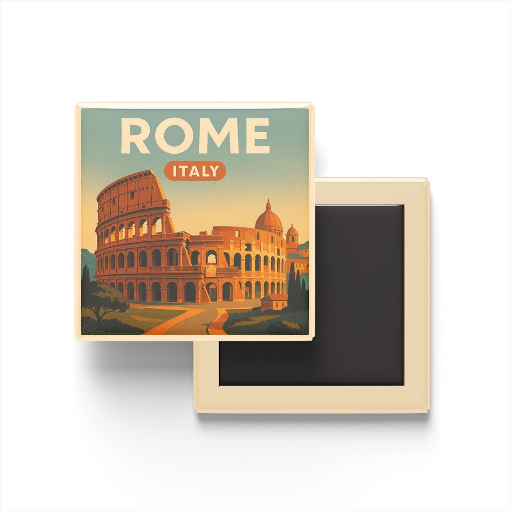 Roma İtalya - Kolezyum - Buzdolap Magneti Baskılı Kare