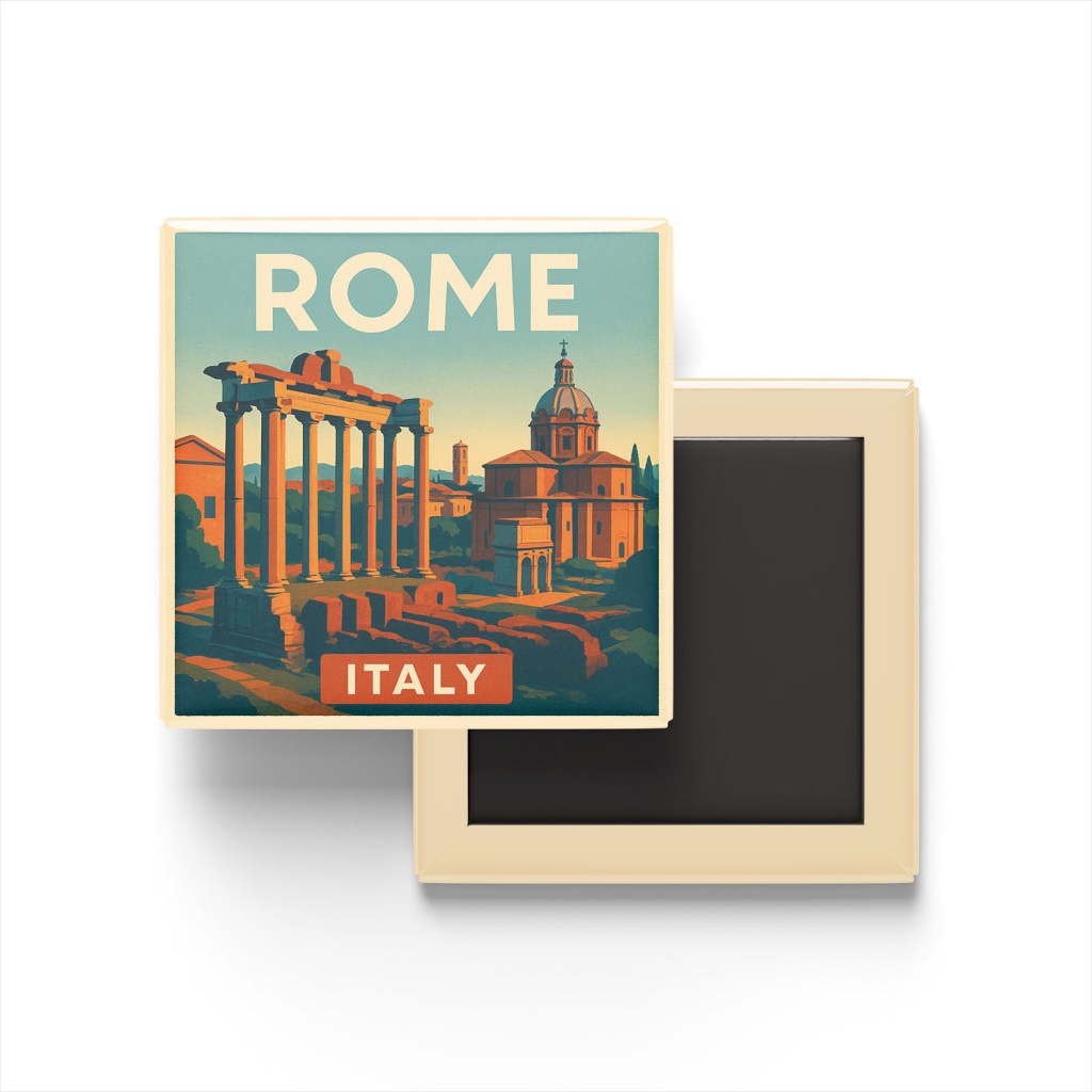 Roma İtalya - Roma Forumu - Buzdolap Magneti Baskılı Kare