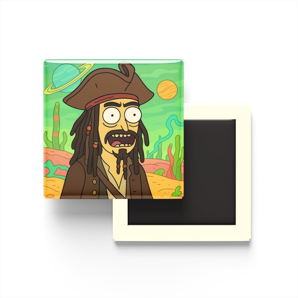 Jack Sparrow Baskılı Kare Buzdolap Magneti