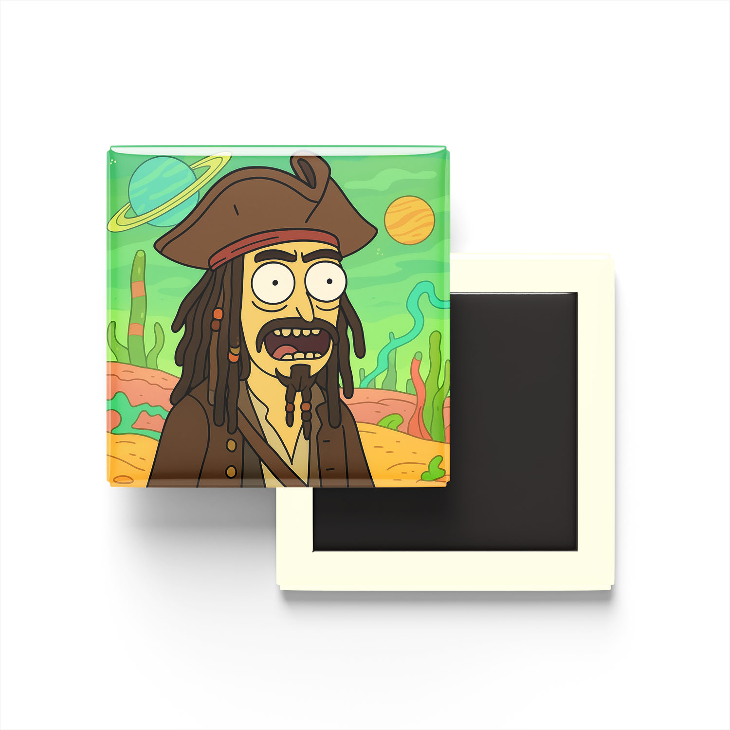 Jack Sparrow Baskılı Kare Buzdolap Magneti
