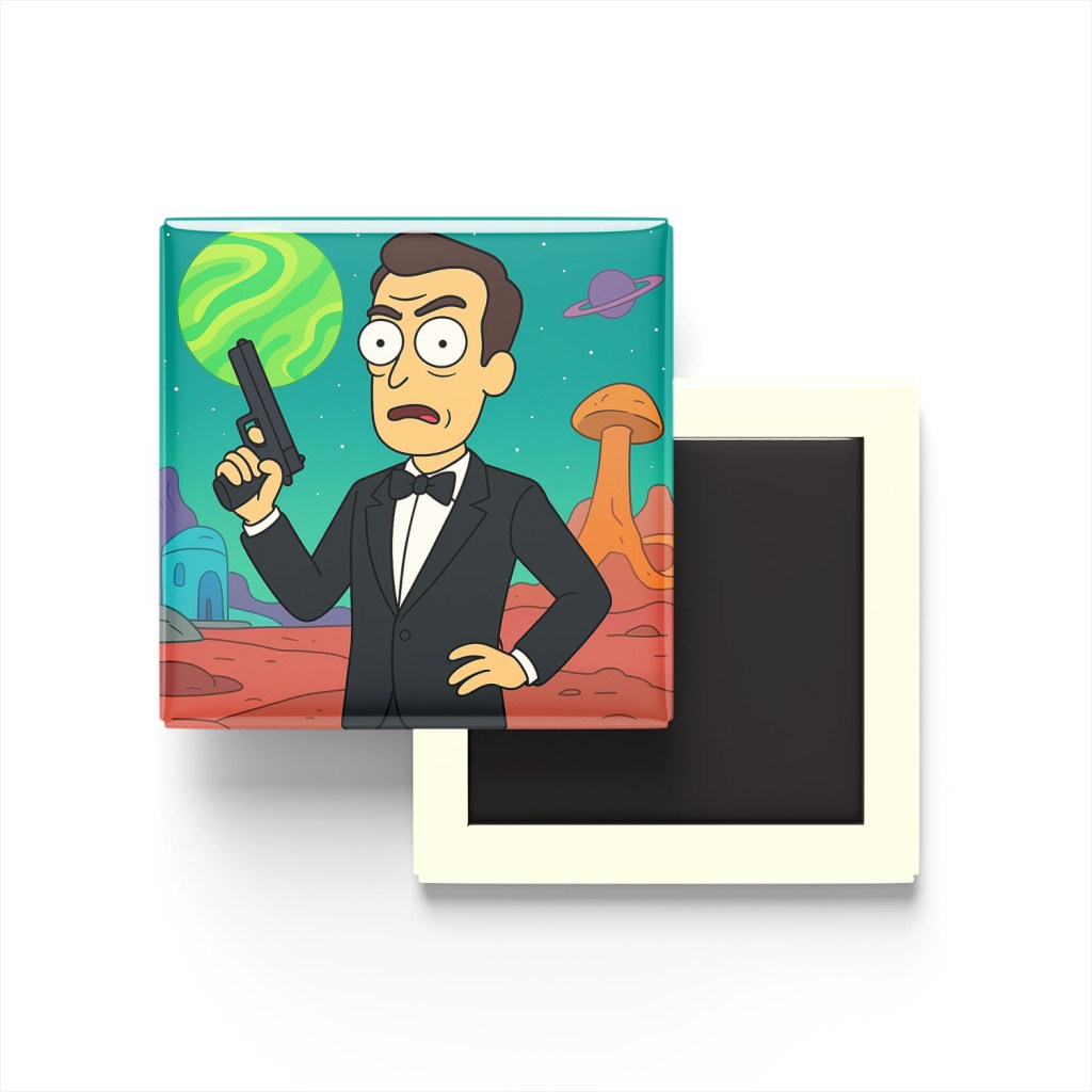 James Bond Baskılı Kare Buzdolap Magneti