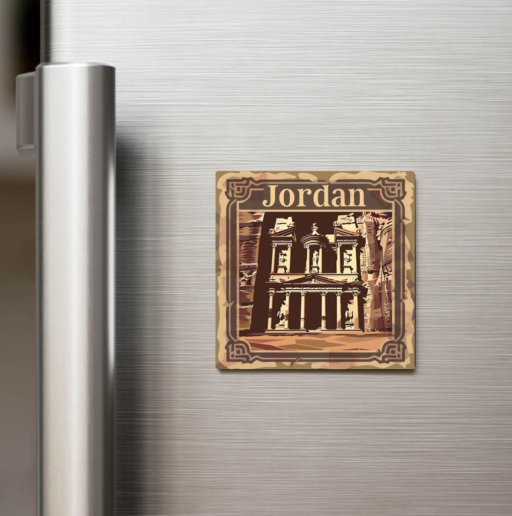Ürdün Jordan - Posta Pulu Temalı Ülke - Baskılı Buzdolap Magneti Kare