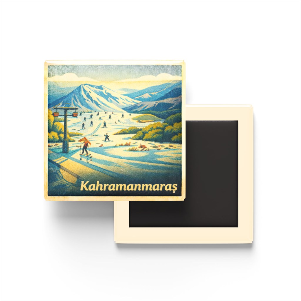 Kahramanmaraş - Yedikuyular Kayak Merkezi - Baskılı Buzdolap Magneti Kare