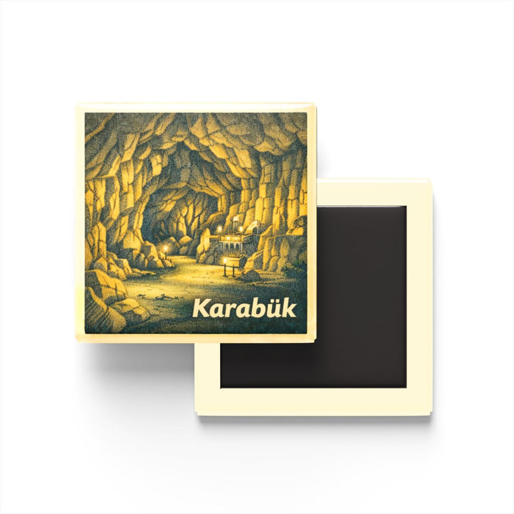 Karabük - Bulak Mencilis Cave - Baskılı Buzdolap Magneti Kare