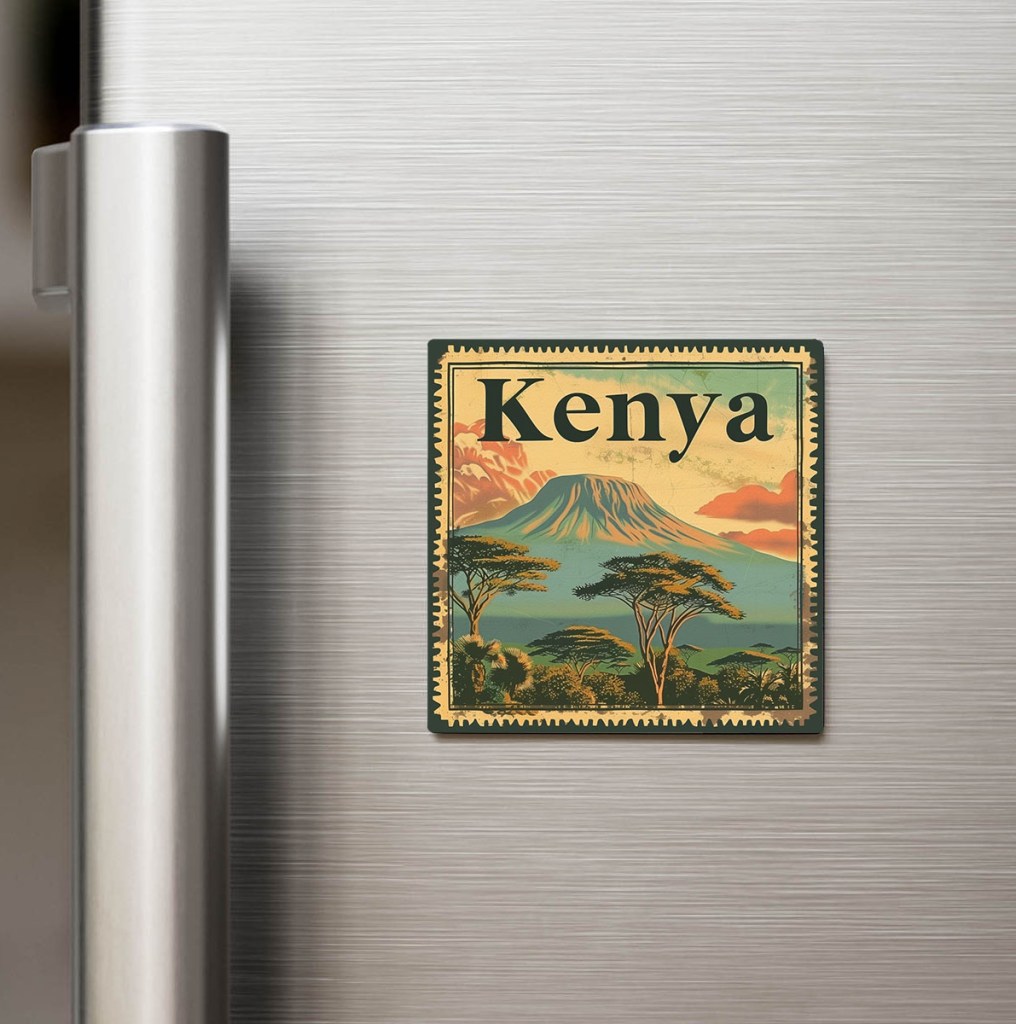 Kenya Kenya - Posta Pulu Temalı Ülke - Baskılı Buzdolap Magneti Kare