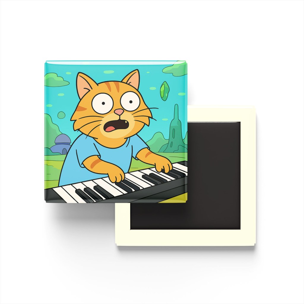 Keyboard Cat Baskılı Kare Buzdolap Magneti