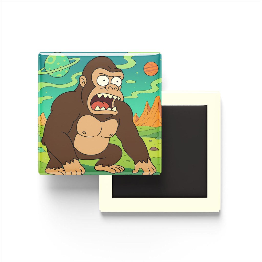 King Kong Baskılı Kare Buzdolap Magneti