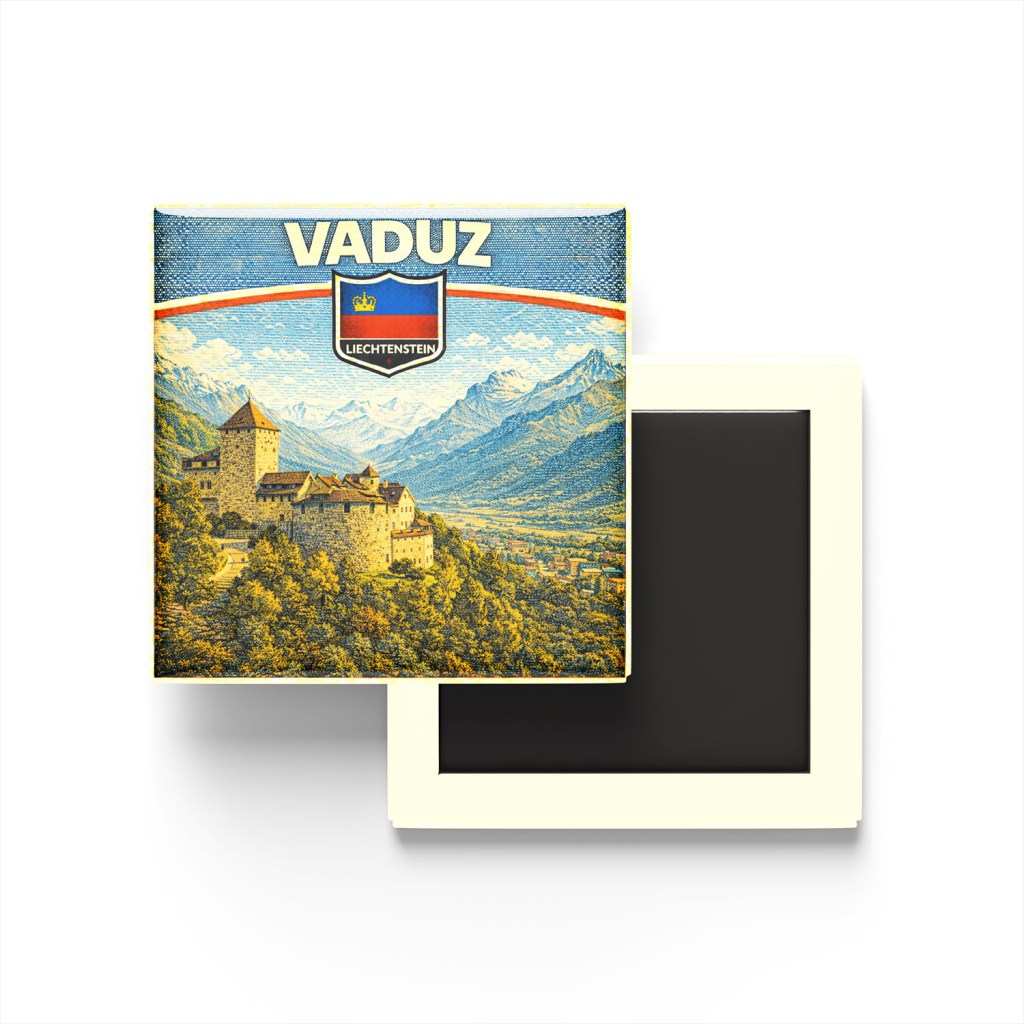 Retro Lihtenştayn Vaduz Şehri Temalı Vintage Buzdolap Magneti