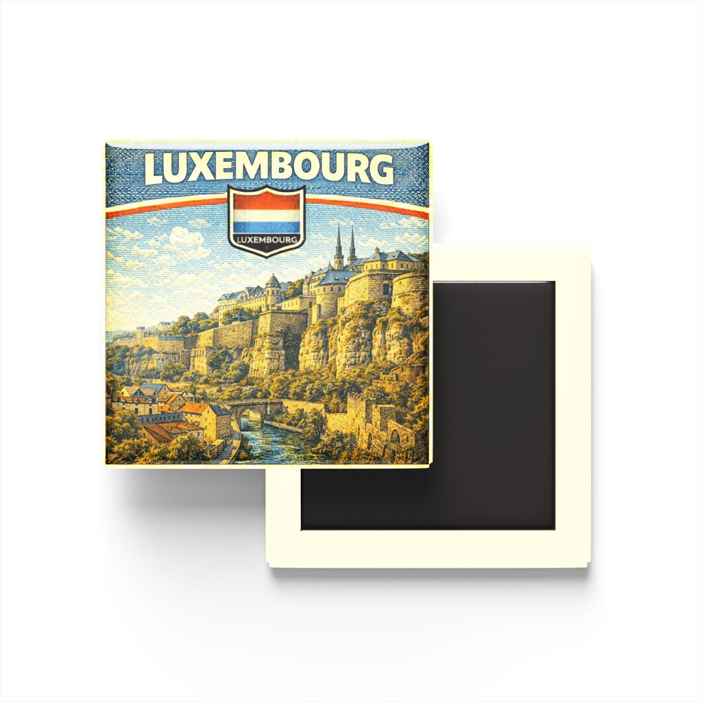Retro Lüksemburg Lüksemburg Şehri Temalı Vintage Buzdolap Magneti