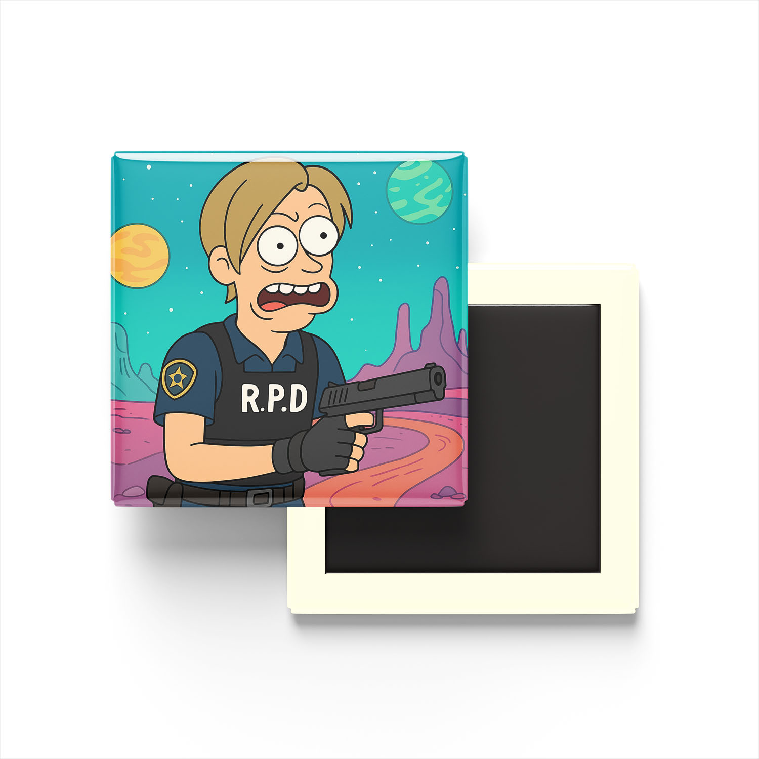Leon S. Kennedy Baskılı Kare Buzdolap Magneti