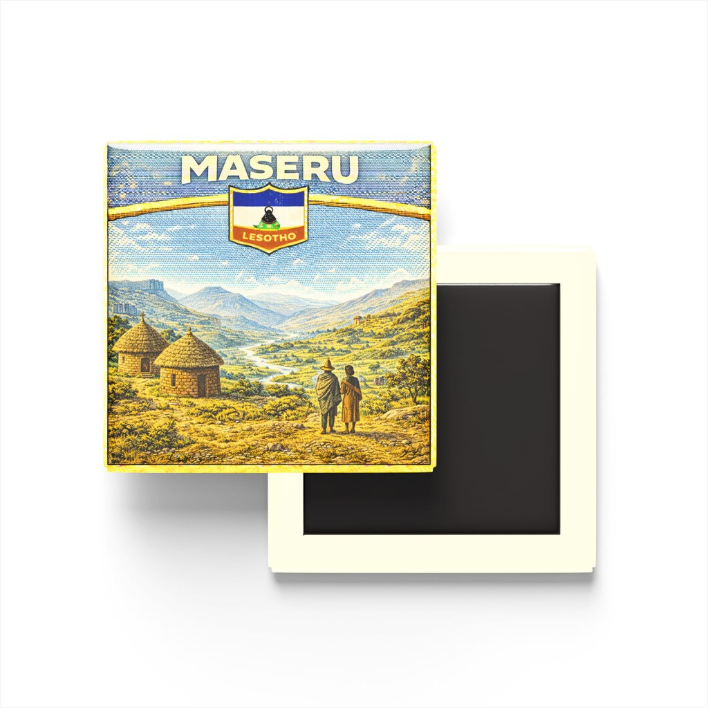 Retro Lesotho Maseru Şehri Temalı Vintage Buzdolap Magneti