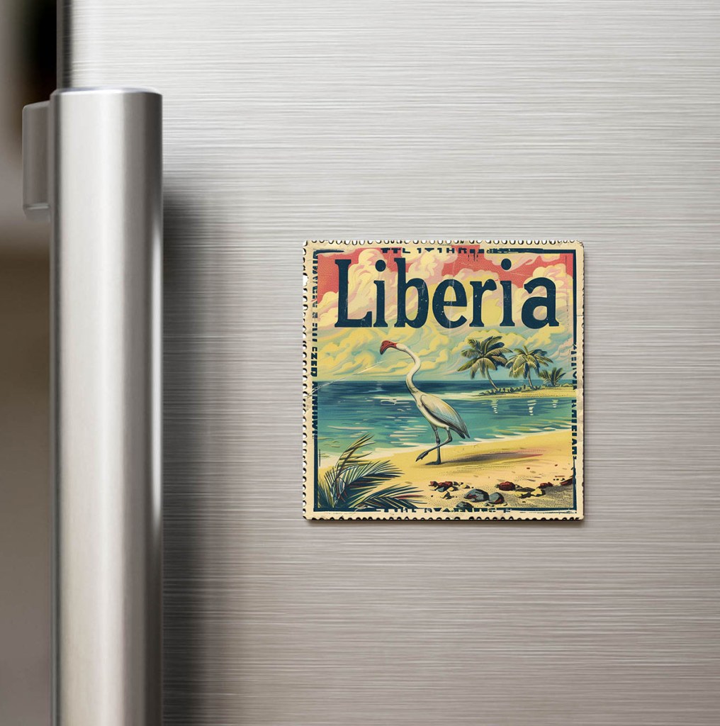 Liberya Liberia - Posta Pulu Temalı Ülke - Baskılı Buzdolap Magneti Kare
