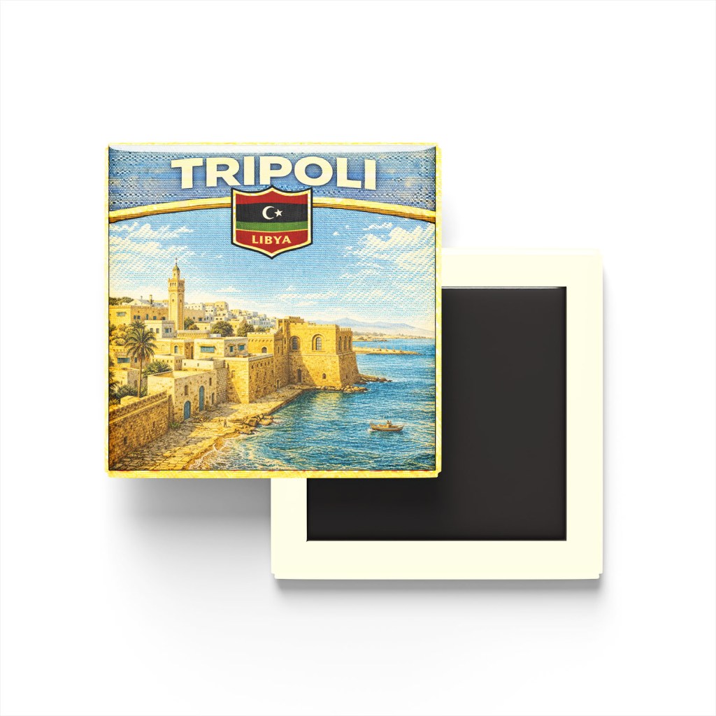 Retro Libya Trablus Şehri Temalı Vintage Buzdolap Magneti