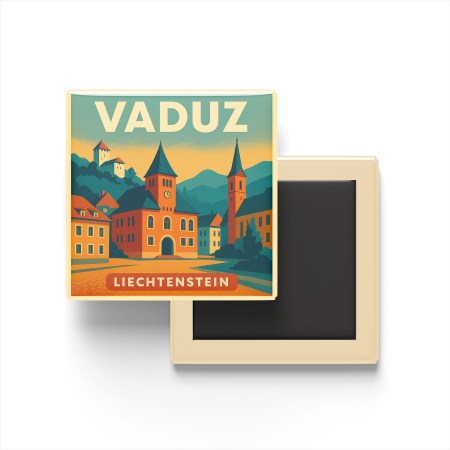 Vaduz Lihtenştayn - Şehir Merkezi - Buzdolap Magneti Baskılı Kare
