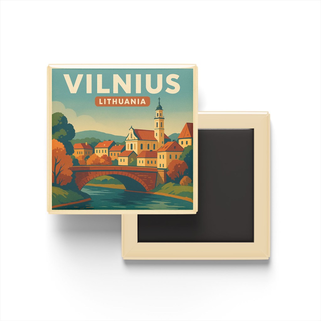 Vilnius Litvanya - Užupis - Buzdolap Magneti Baskılı Kare