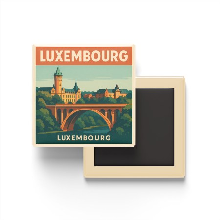 Lüksemburg Lüksemburg - Adolphe Köprüsü - Buzdolap Magneti Baskılı Kare