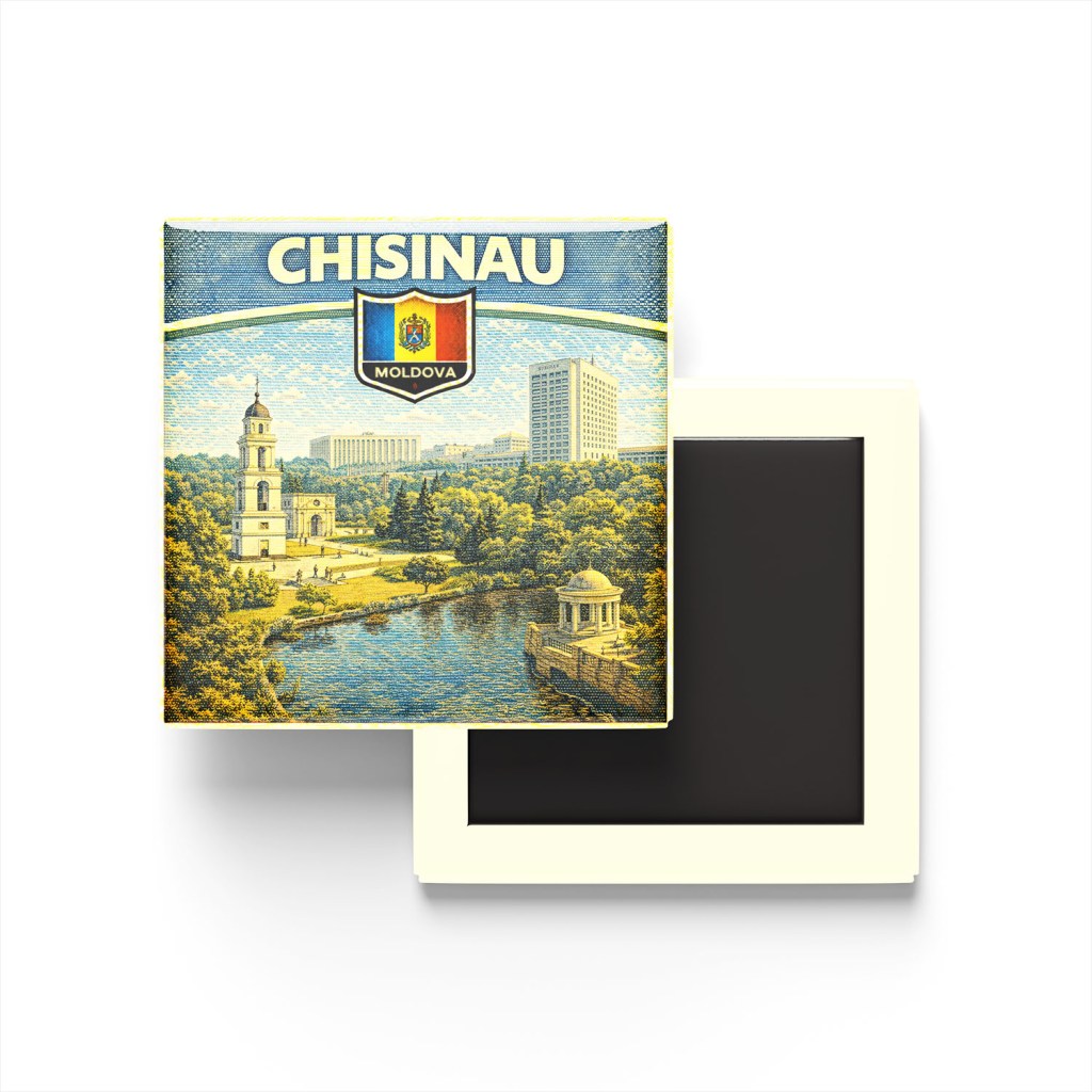 Retro Moldova Kişinev Şehri Temalı Vintage Buzdolap Magneti
