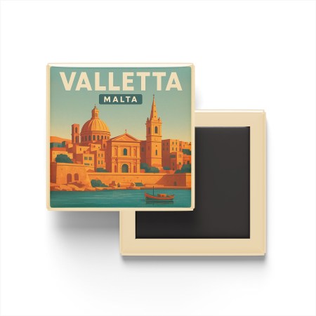 Valletta Malta - Aziz Yuhanna Eş Katedrali - Buzdolap Magneti Baskılı Kare
