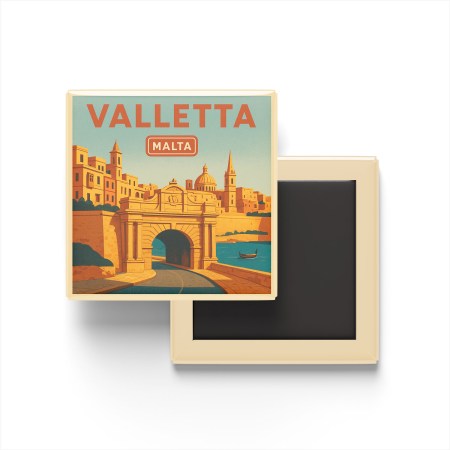 Valletta Malta - Şehir Kapısı - Buzdolap Magneti Baskılı Kare