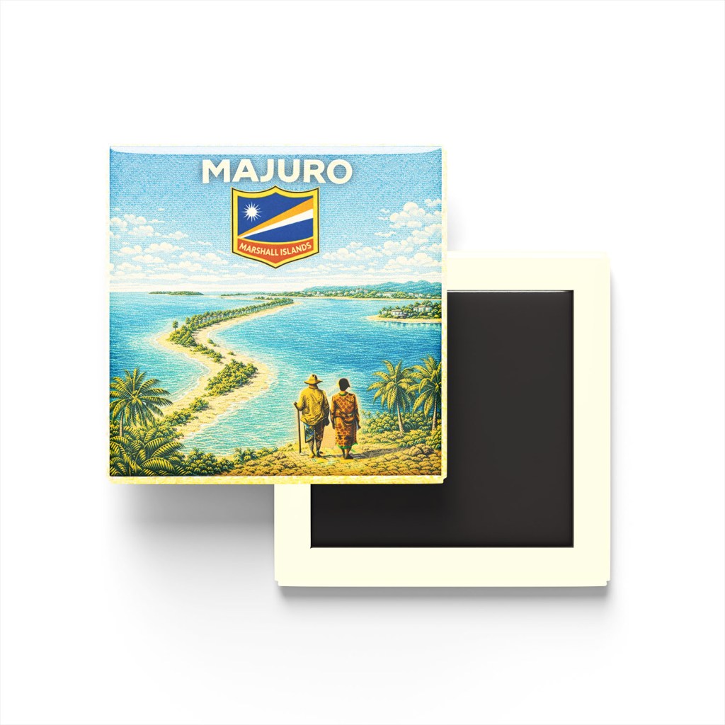 Retro Marshall Adaları Majuro Şehri Temalı Vintage Buzdolap Magneti