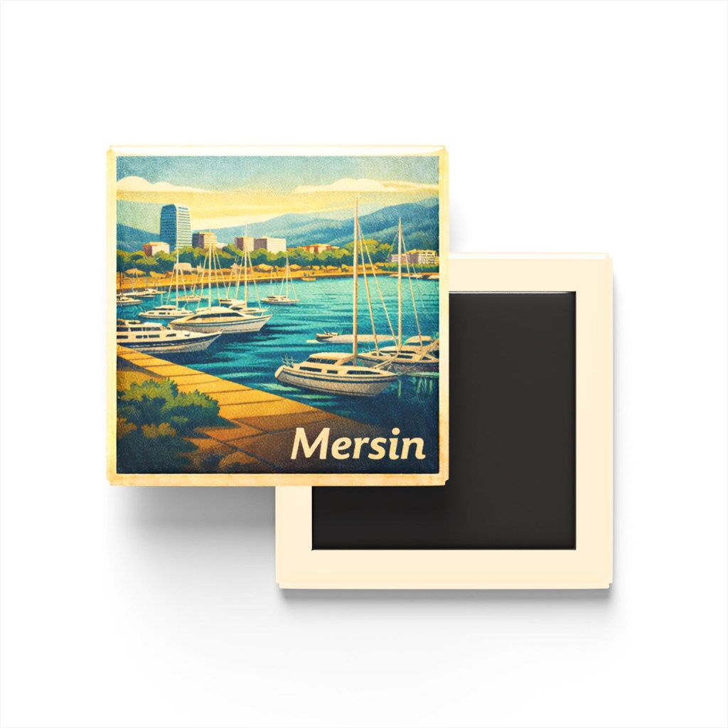 Mersin - Marina - Baskılı Buzdolap Magneti Kare
