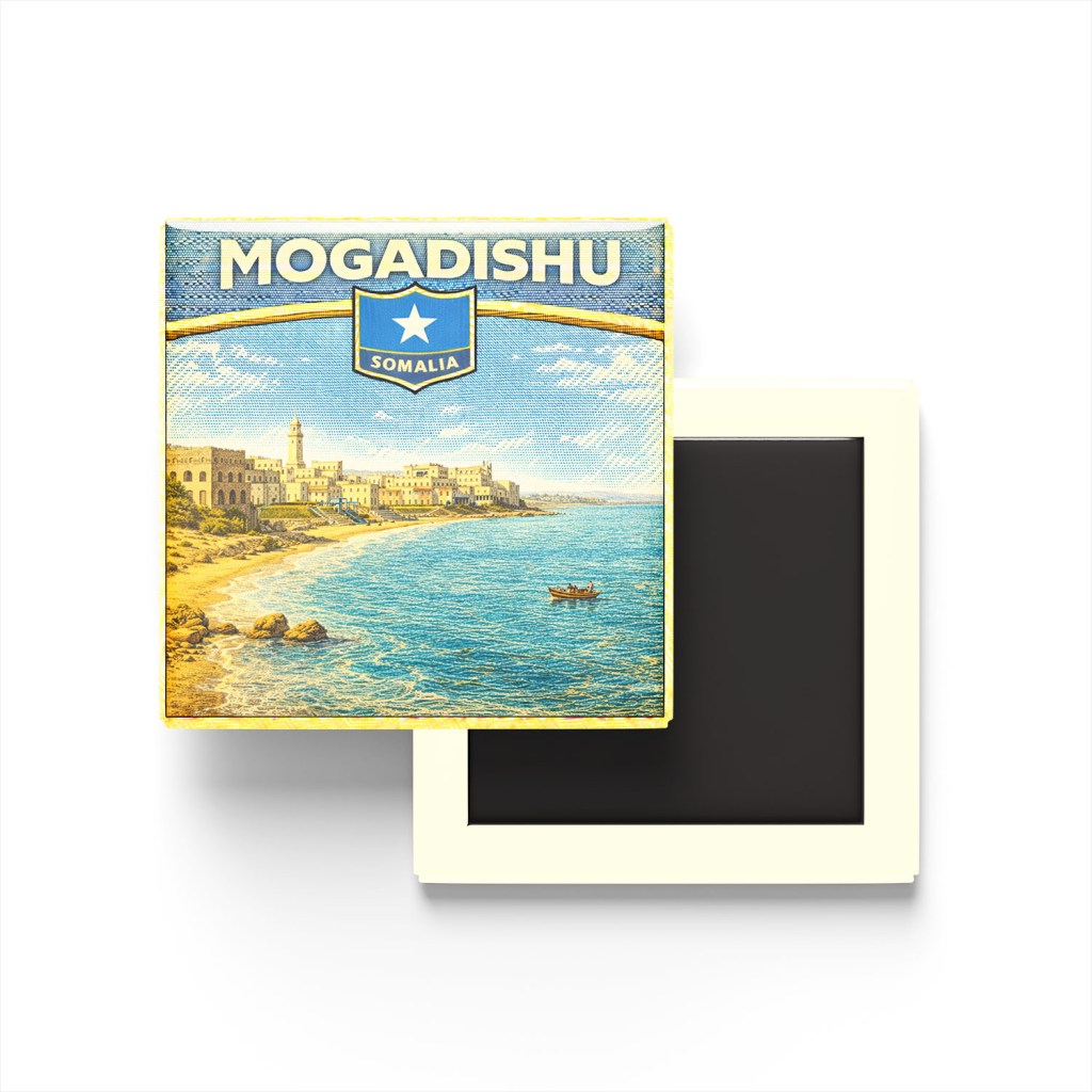 Retro Somali Mogadişu Şehri Temalı Vintage Buzdolap Magneti