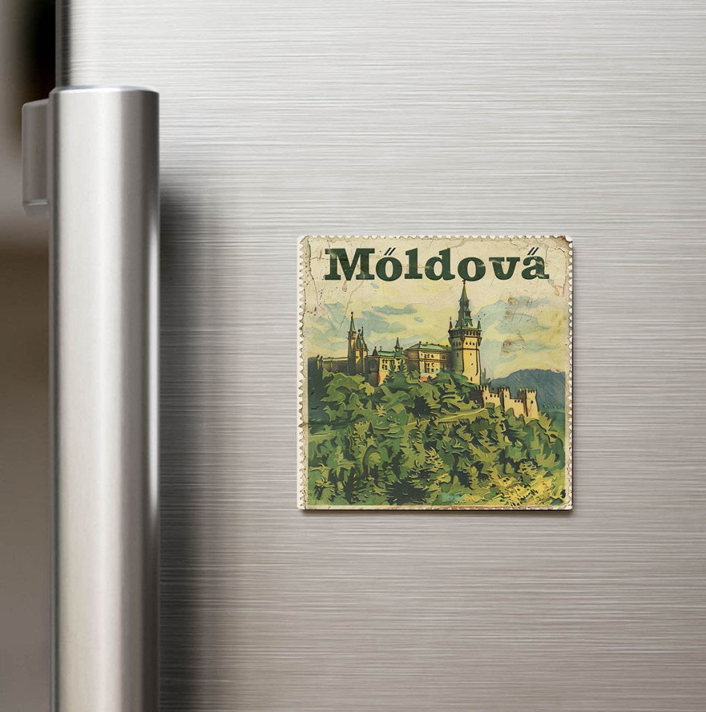 Moldova Moldova - Posta Pulu Temalı Ülke - Baskılı Buzdolap Magneti Kare