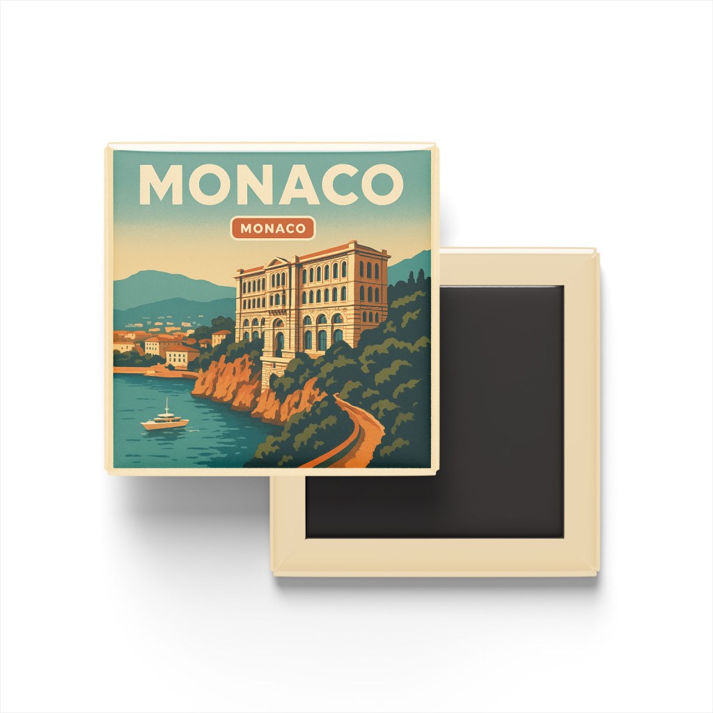 Monako Monako - Oşinografi Müzesi - Buzdolap Magneti Baskılı Kare
