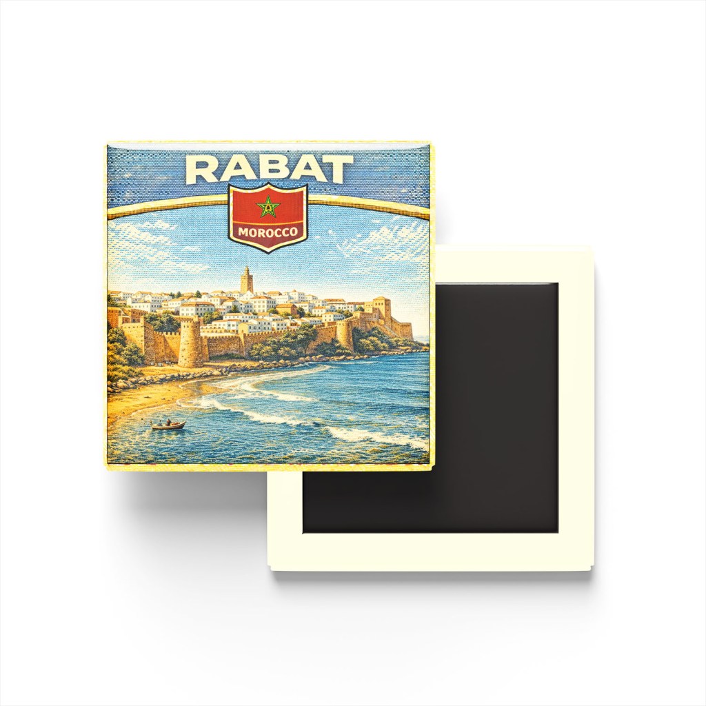 Retro Fas Rabat Şehri Temalı Vintage Buzdolap Magneti