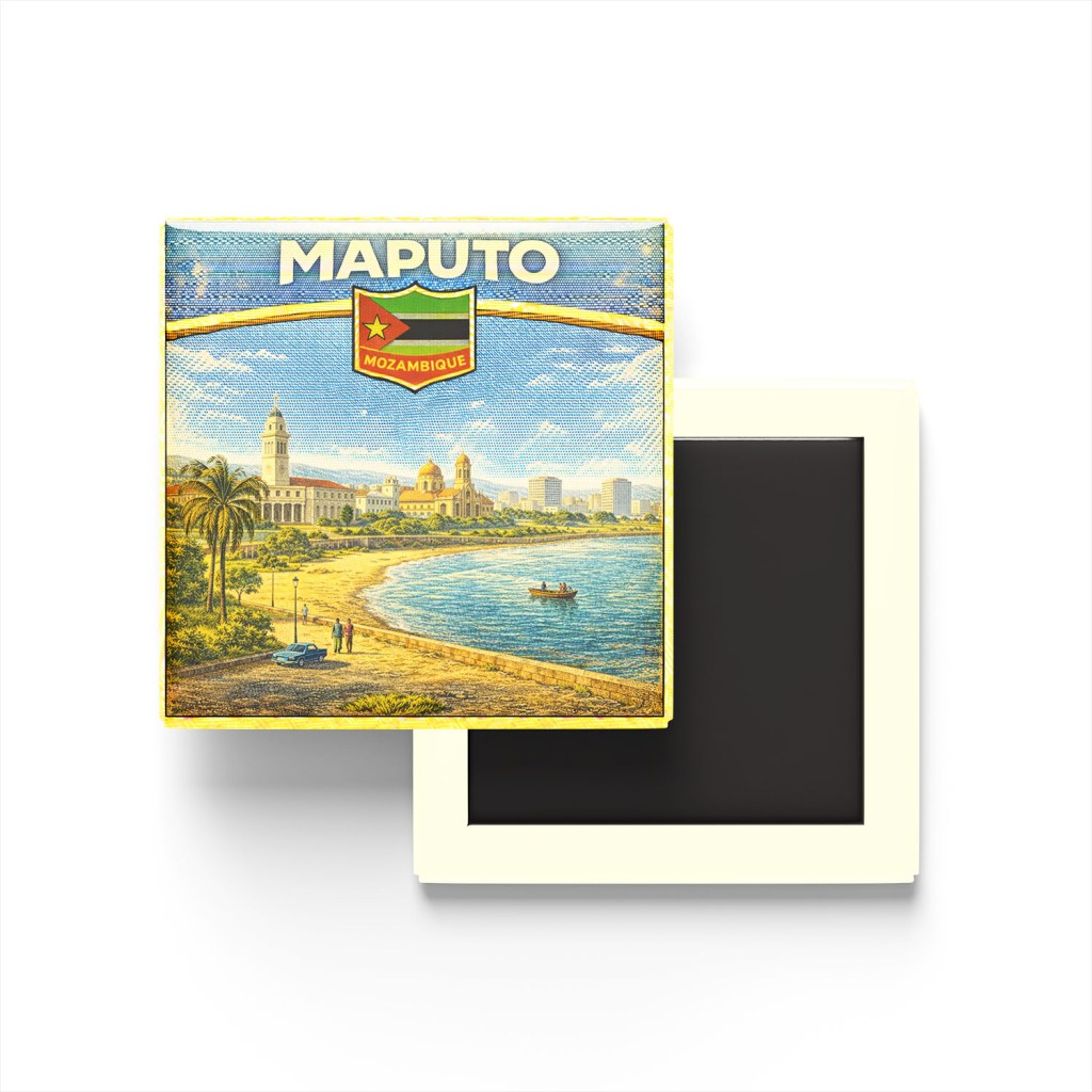 Retro Mozambik Maputo Şehri Temalı Vintage Buzdolap Magneti