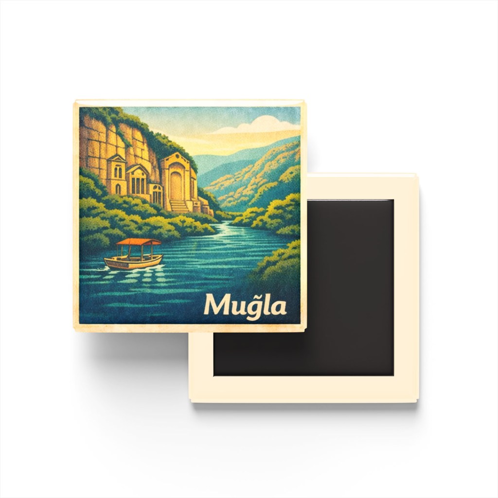 Muğla - Dalyan - Baskılı Buzdolap Magneti Kare