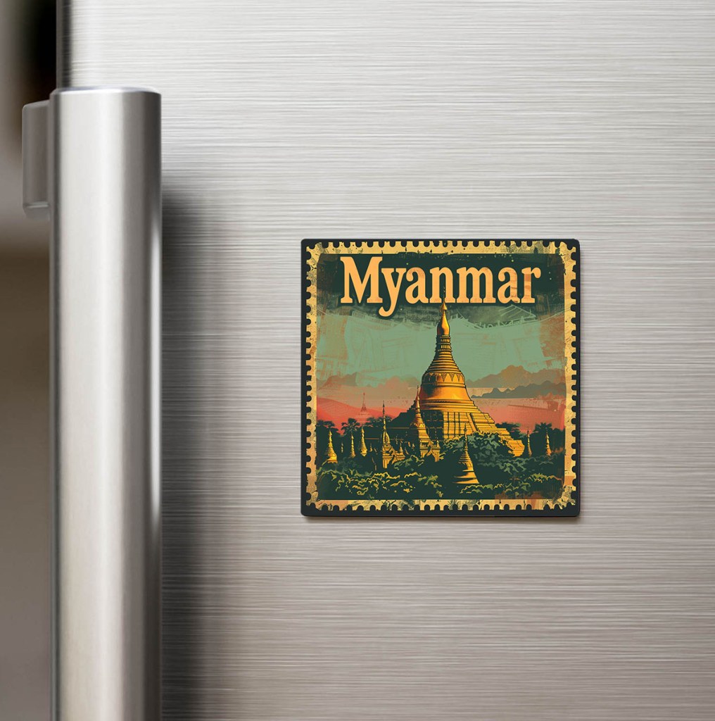 Myanmar Myanmar - Posta Pulu Temalı Ülke - Baskılı Buzdolap Magneti Kare