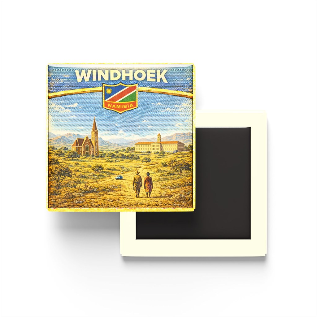 Retro Namibya Windhoek Şehri Temalı Vintage Buzdolap Magneti