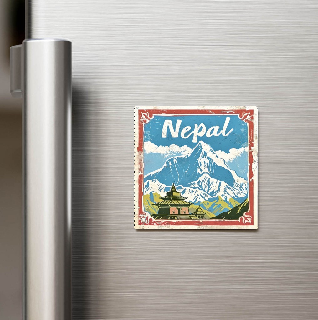 Nepal Nepal - Posta Pulu Temalı Ülke - Baskılı Buzdolap Magneti Kare